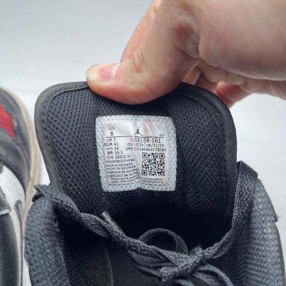 Nike Air Jordan 1 Low White/Black-Varsity Red-White 553558-161 Size 8 - Picture 14 of 16